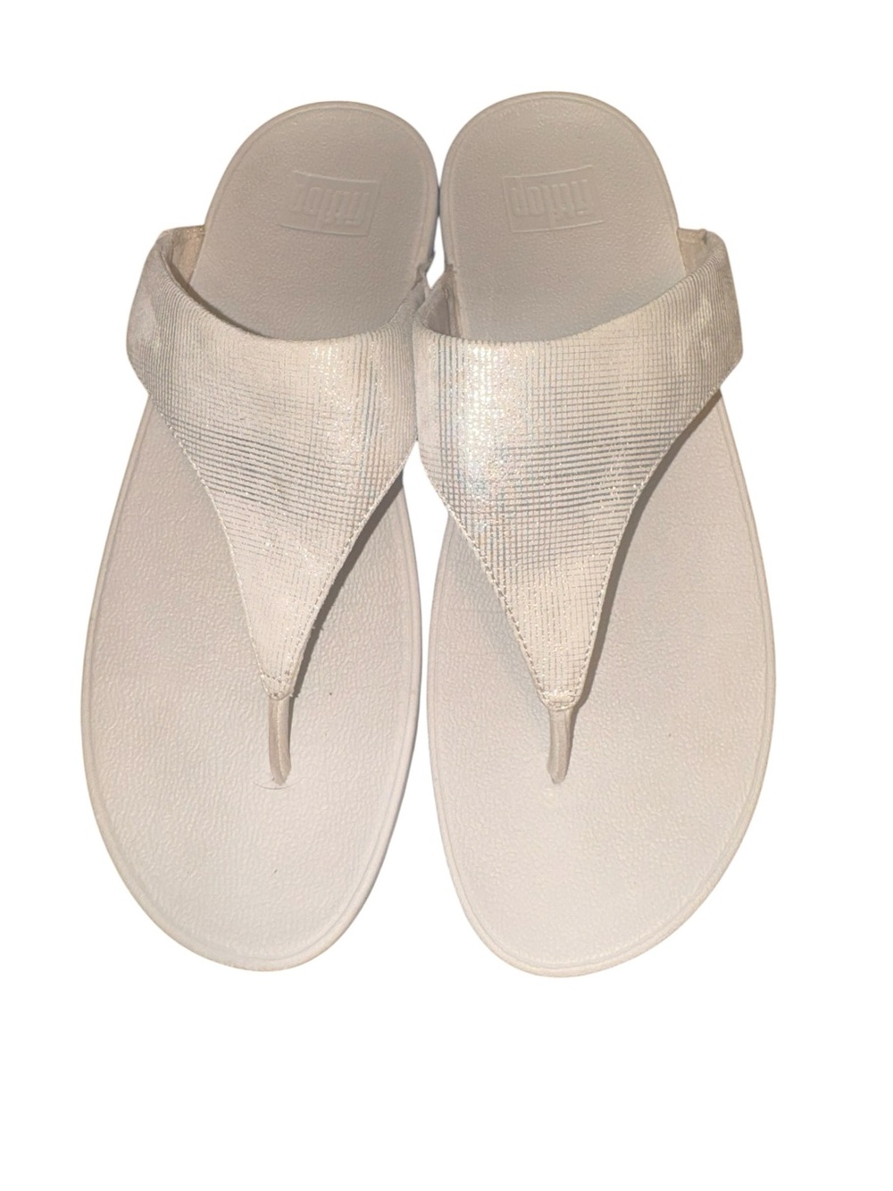 FITFLOP Lulu Shimmer, Weave Thong Flip Flop Sandals US 10 Shimmering Beige